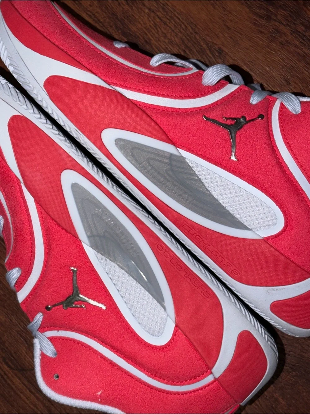 Red Jordans size 9.5 Tatum basketball shoes